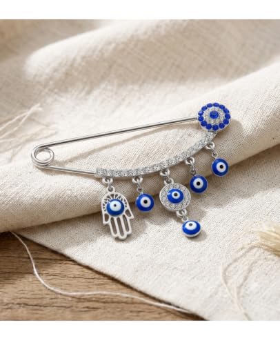 Image of Muslim AllahTurkish Evil Eye Hamsa Hand of Fatima Brooch Pins Jewelry Gift