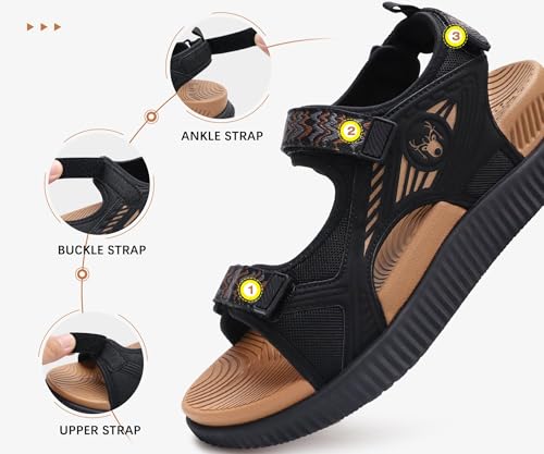 Image of KuaiLu Womens Orthopedic Walking Sandals with Comfortable Arch Support Plantar Fasciitis Relief Summer Outdoor Hiking Sport Recovery Adjustable Strap Athletic Chunky Cushion Shoes