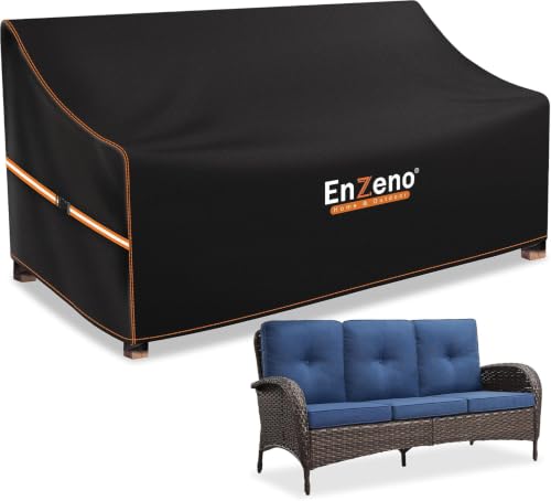 Enzeno Palettenbank Abdeckhaube für Sofas Abdeckhaube Gartenbank & Loungesofa Abdeckplane Rattan Sofa Abdeckung Palettenmöbel & Gartenbank Abdeckung wasserdicht 420D Oxford Gewebe 208x99x89/61cm