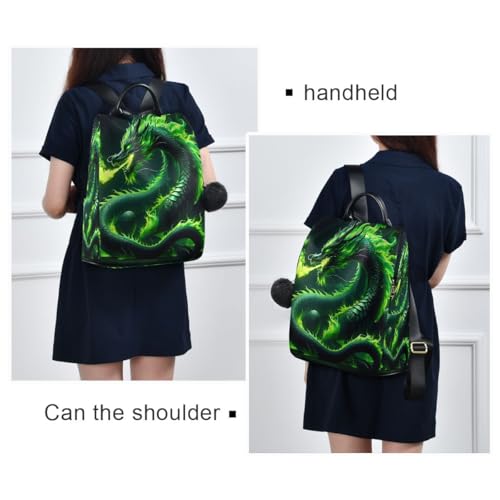 Image of SUABO Green Fire Dragon Women Backpack Purse Anti-theft Casual Shoulder Bag Fashion Ladies Bags