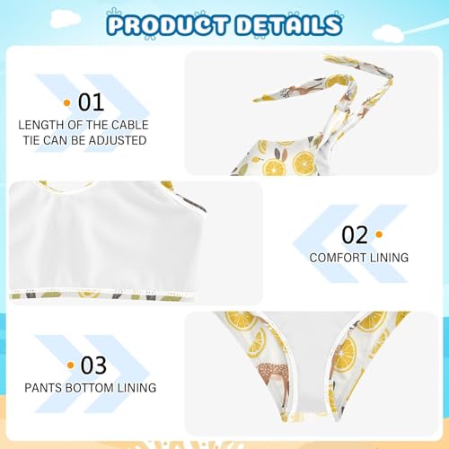 Deer and Lemon Girls Two Piece Tankini Swimsuits Summer Bathing Suit Beach Swimwear Set3