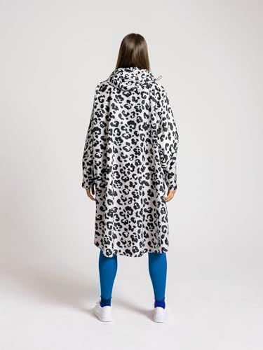 Ela Mo Regenponcho Damen - Stilvoller Fahrrad Regenschutz - wasserdicht - Super leicht - Poncho Regencape für Festival, Outdoor (Leo)
