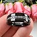 TUTISS 8mm Black Tungsten Rings for Men Women Couple Eternity Anniversary Engagement Wedding Bands Fashion Jewelry CZ Stone Inlay Beveled Polished Shiny Comfort Fit Size 10.5
