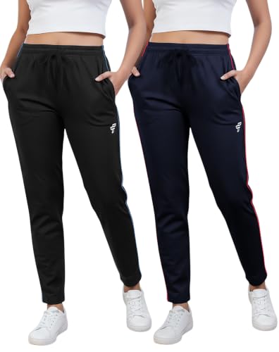 Image of Women Cotton Regular Fit Track Pants (Pack of 2)