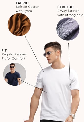 Image of ADRO Mens Printed T Shirt | The Super Soft Tshirt in India| Pure Cotton Lycra Breathable Fabric| 4 Way Stretch smart tech Fabric| Round Neck T-Shirt (Also in Plus Size) RN25-ST-WAVE-NB