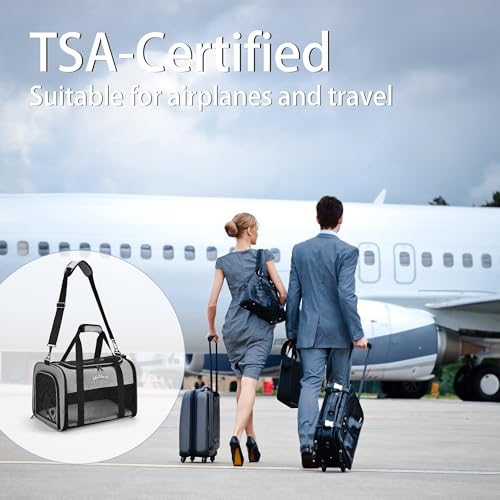 Airline Approved Pet Carrier for Cats & Small Dogs (Up to 18 Lbs) - Soft Sided Travel Carrier with Washable Pad (Grey) - Image 3