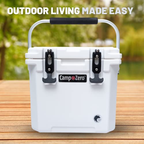 Camp-Zero 12 | 12.6 Qt. Premium Cooler With Molded-In Cup Holders And Folding Aluminum Handle (White) #TOP3
