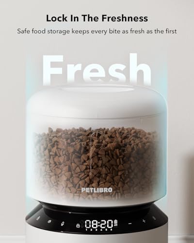 Image of PETLIBRO Automatic Cat Feeder - 3L Programmable Pet Food Dispenser with Freshness Preservation, Timed Portion Control, Voice Meal Call & Dual Power Supply, Healthy Feeding for Cats & Small Dogs White