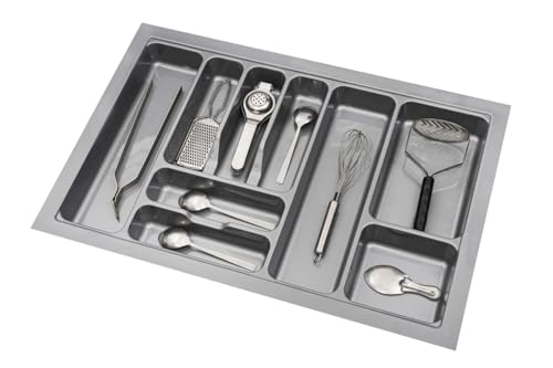 Image of Heavy PVC Cutlery Tray, Modular Kitchen Basket Storage Organizer, Stylish (28.5X19 Inch), Cosmetics, Polyvinyl Chloride, Grey