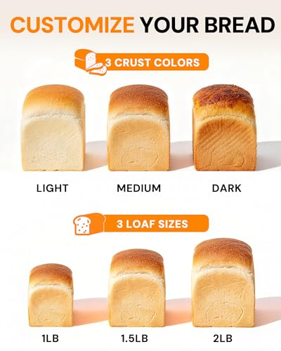 image for OSIPOTO Bread Maker, 2LB Stainless Steel Bread Machine, 17-in-1 Automa