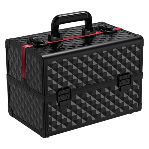 Yaheetech Maletín de Maquillaje Profesional Estuche Maquillaje Mujer Organizador de Manicura Neceser de Viaje para Esmaltes y Cosmeticos 34.7x22.2x25 cm Negro