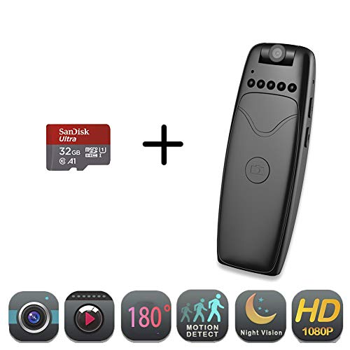 Wakio Mini Spy Hidden Body Camera 1080P Full HD Portable Nanny Cam