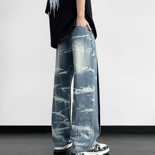 Men's Street Fashion Jeans Hip Hop Pants Drawstring Trousers Baggy Blue Jeans Mens Rave Casual Pants3