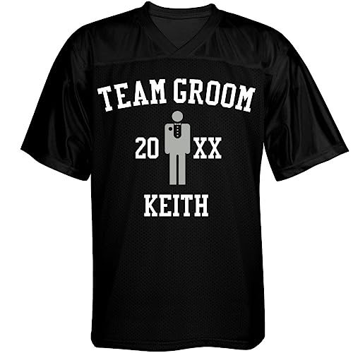 Customized Girl Team Groom Jersey: Unisex Mesh Football Jersey Black