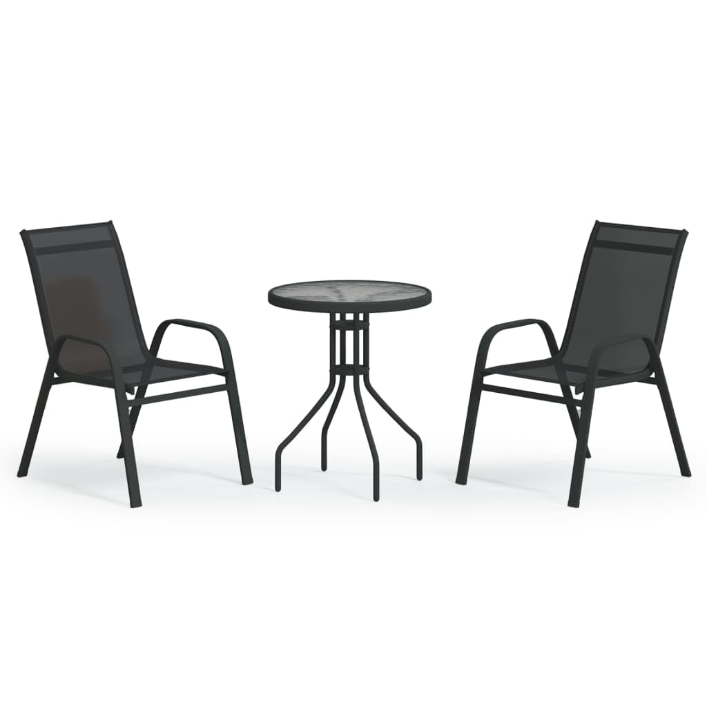 Home Garden, set da 3 pezzi da bistrot nero