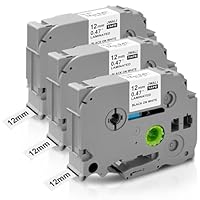 CNMTCCO 3 Stück Kompatibel mit Brother P-Touch Bänder 12mm TZe-231,150cm Länge Schriftband Ersatz für Beschriftungsgerät PT-H100LB H105 H107B D210,Laminiert TZ Tape 12mm 0.47White,Schwarz auf Weiß