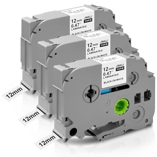 CNMTCCO 3 Stück Kompatibel mit Brother P-Touch Bänder 12mm TZe-231 150cm Länge Schriftband Ersatz für Beschriftungsgerät PT-H100LB H105 H107B D210 Laminiert TZ Tape 12mm 0.47White Schwarz auf Weiß