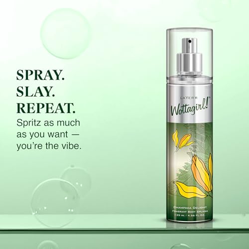 Image of Layer'r Wottagirl Champaca Body Splash 135ml | Elegant Long-Lasting Floral Mist for Women | Jasmine, Champaca & Soft Musk Deodorant | Everyday Freshness | Gentle & Skin-Friendly