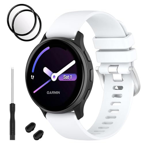 Bracelets TopPerfekt compatibles Garmin Vívoactive 6, silicone souple, étanche (blanc)