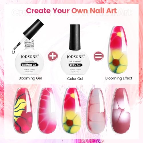Image of JODSONE Blooming Gel Nail Polish,2pcs 10ml Clear Blooming Gel for Marble,Watercolor,Floral Print,Gradient & Tie Dye Nail Art Effects for Women