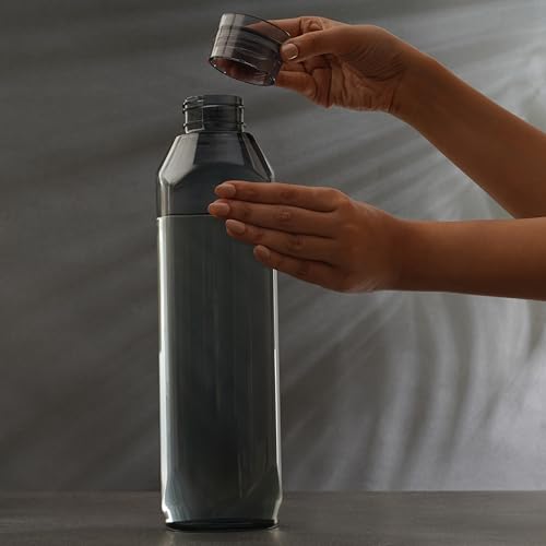 Image of Nayasa Space Plastic Water Bottle 1150 ml | Set of 6 | BPA-Free Fridge Bottle for Home, Office, School, Gym | Leak-Proof & Durable | Grey