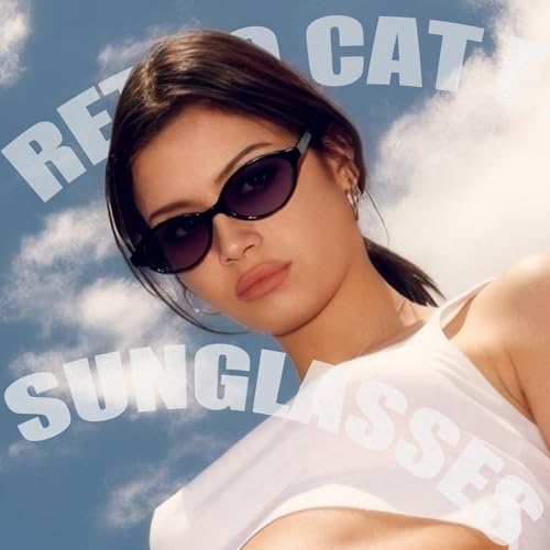 Retro Oval Cat Eye Sunglasses for Women 90s y2k Thin Sunglasses Womens Trendy Sun Glasses UV Protection4