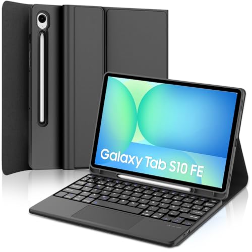 FOGARI Teclado con Trackpad para Samsung Tab S10 FE 10.9/S9 FE 10.9, Funda para Galaxy Tab S10 FE/S9 FE con Español Ñ Bluetooth Teclado con Touchpad para Tablet Samsung Tab S10 FE/S9 FE, Negro
