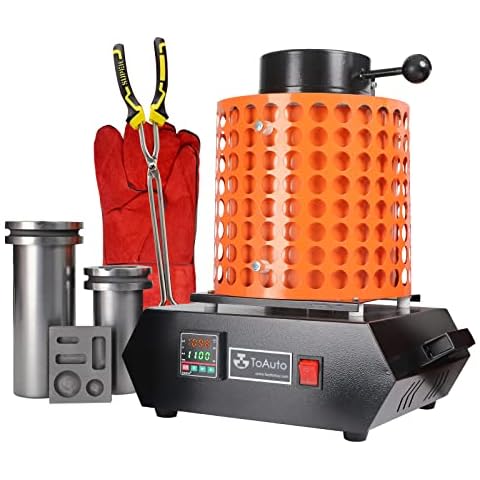 TOAUTO Upgraded Gold Melting Furnace TGF3000-V1.1, 1+3 KG Electric Digital Smelting Furnace 1400W 2100F PID Smelter Kiln Kit Casting Refining Jewelry Precious Metals Gold Silver Copper Aluminum (110v) Cover