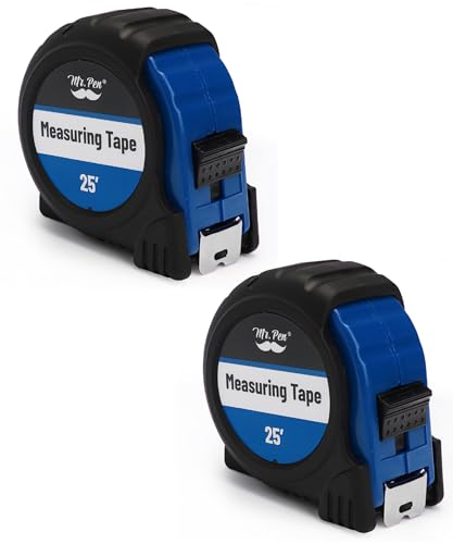 Image of Mr. Pen- Retractable Tape Measure 25 ft, 2 Pack, Dark Blue, Steel Retractable Measuring Tape with Fractions
