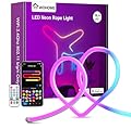Wohome 16.4ft RGB-IC Neon Rope Lights, 48W Custom DIY LED Strip, 2.4G Wi-Fi APP Control, Alexa & Google Assistant Compatible, Flexible Indoor Lights for Bedroom, Halloween, Christmas, White