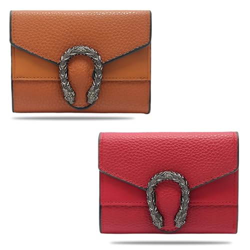 Image of Kraptick Women s Wallet Stylish Compact Purse Clutch with Card & Coin Holder Debit Card Organizer, Travel Wallet & Money Organizer for Women with 8 Card Slots (Brown & Red) (Combo of 2)