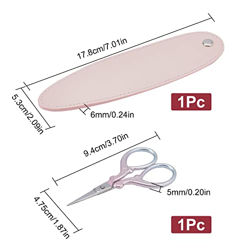 SUNNYCLUE 1 Set 3.7Inch Stainless Steel Sewing Scissors Embroidery Scissors with Cover Artificial Leather Sheath Tools Sharp Tip Small Trimming Cutter Fabric Paper Cutting Craft Threading Cross Stich - Image 2
