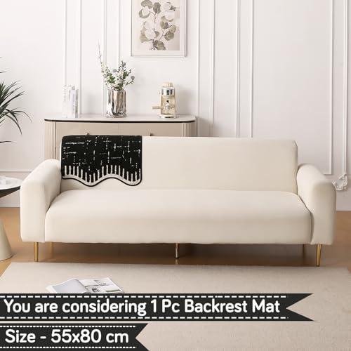 Image of HOKIPO 1 PC Backrest Mat for Sofa Cover | Luxury Supple Soft Wavy Mat with Anti Slip Backing, Black (AR-6217-BLK)