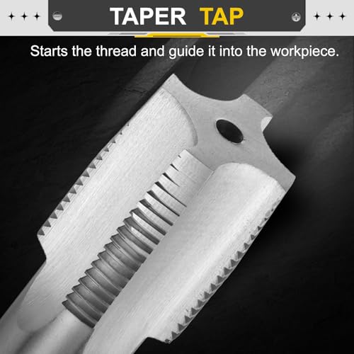 Image of uxcell Hand Taper Tap 1-1 /4 inch-12 UNF 2B Left Hand Thread Taper Style Taps Straight Flute Screw Tapping Threading Tool High Speed Steel HSS6542