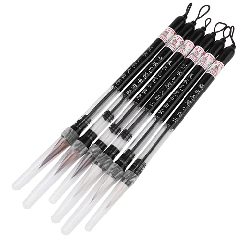 6pcs Piston Fill Chinese Water Brush Pen for Practicing Calligraphy On Water-Writing Cloth for Beginner Painting Reusable Brush Drawing Pen School Supplies