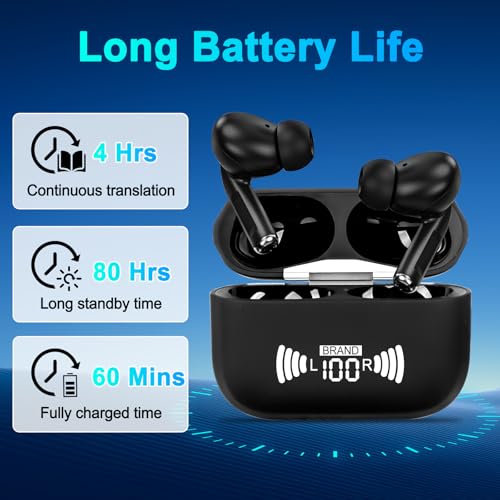 Sprachübersetzer Kohrhörer, 138 Sprachen AI Intelligenter Bluetooth Übersetzungs Headset, HD Rauschunterdrückung A9 In-Ear-Übersetzer Touch Kopfhörer mit APP, Unterstützt Zwei-Wege-Übersetzung