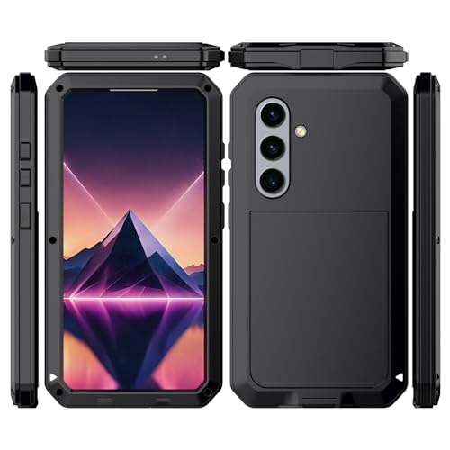 Marrkey for Galaxy S24 Plus Case 6.6",Full Body Protective Cover Heavy Duty Shockproof [Tough Armour] Aluminum Alloy Metal Case with Silicone Built-in Screen Protector for Samsung - Black
