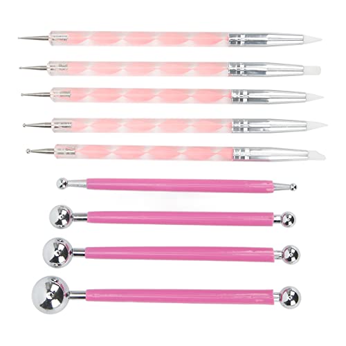 9Pcs Ng Tools, DIY Clay Indentation Tool Different Sizes Tools,Clay Sculpting Tools, Ceramic & Pottery Proof Double Ended Metal Ball for Sculpture Manicure Embossing Set