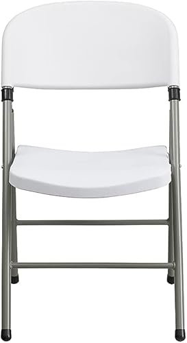 Miniatura 7 de Flash Furniture HERCULES Series - Sillas plegables de plástico blanco  Juego de 2 sillas plegables ligeras con marco gris