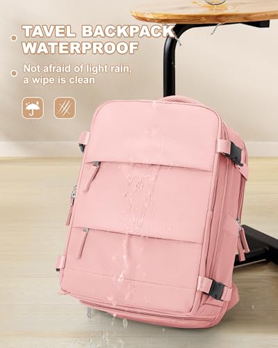 Image of coowoz Large Travel Backpack Carry On for Women Man Gym Backpacks with Laptop Compartment Mochila de Viaje Teacher Personal Item Backpack Rucksack Airplane Accessories Must Haves Pink