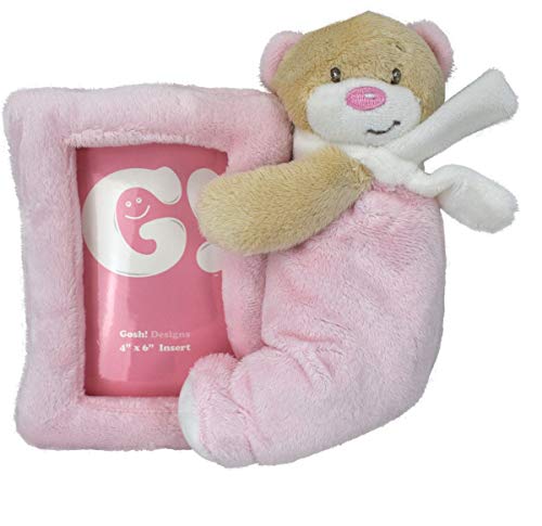 Preisvergleich Produktbild Marabella Bilderrahmen aus Plüsch mit Teddy Plüschfigur Kuscheltier rosa