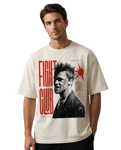 Image of Cotton Printed Fight Club Oversized Round Neck Half Sleeve T-Shirt for Mens and Boys | Soft Lightweight and Breathable Fabric | Ideal for Casual outings, Office & Travel