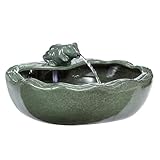 Ceramic Solar Water Fountain Outdoor – 11' Glazed Frog Solar Garden Fountain, Solar Powered Fountain for Garden, Patio, Yard, Tabletop