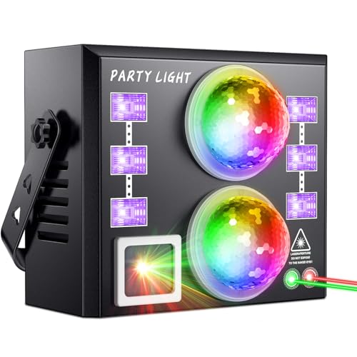 KeoBin Disco Laser Lights for Parties, 6 in 1 Mixed Effect Sound Activated DJ Laser Party Light with...
