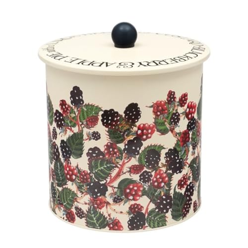 Emma Bridgewater Blackberry Design Metal Biscuit Barrel, 20.5 x 17 cm, Blackberry and Cream, Kitchen Storage Container with Decorative Hand-drawn Berry Pattern