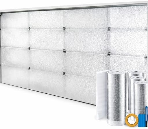 Garage Door Insulation Kit Reflective Foam White Thermal Barrier 9ft x 8ft 9ft x 7ft Double Car Garage Energy Saving by COLL7AWS