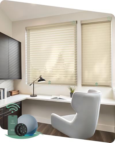Yoolax Motorized Shangri-La Shades, Light Filtering Sheer Shades for Indoor