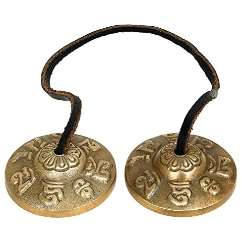 Ajuny Tibetan Tingsha Cymbals Bells Buddhist Meditation Yoga Bell OM Mane Padme Hum Symbols Embossed Manjira Spiritual Gifts Cover