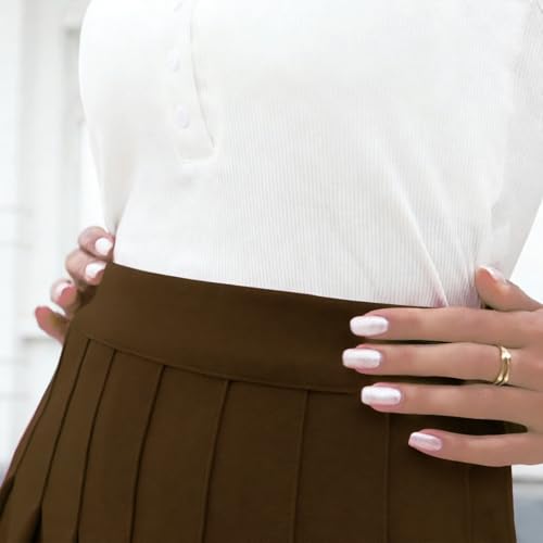 Image of Girstunm Women's Pleated Skirt Mini Skater Basic Skirts High Waist School Girls Uniform Short Cheerleader Skirt