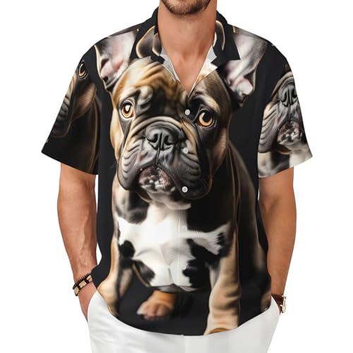 Chemise manches courtes bouledogue français homme en coton doux pour l'été